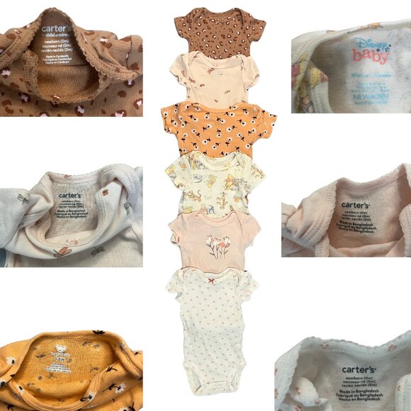 CARTER'S+ Baby Girl 0-3M Neutral Boho Bundle Floral Bodysuits Outfits 14pc Lot - Picture 4 of 15